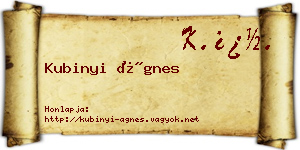 Kubinyi Ágnes névjegykártya